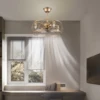20" Ceiling Fan Chandelier 2 in 1 Ceiling Light W/ Fan Remote Control 3-Gear Speed Adjustment W/ Timing for Home 1