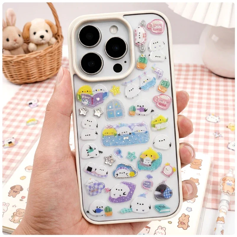 4 개 행복한 동물 새 고양이 회색 개 스티커 스크랩북 Diy 저널 씰링 카와이 스티커 편지지 학교 용품 선물