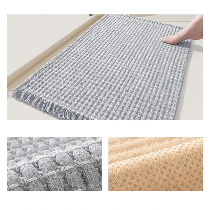 Kitchen Floor Mat Lightweight Entryway Woven Throw Mat with Tassels Non-Shedding Washable Pile Runner for Bedroom Doorway