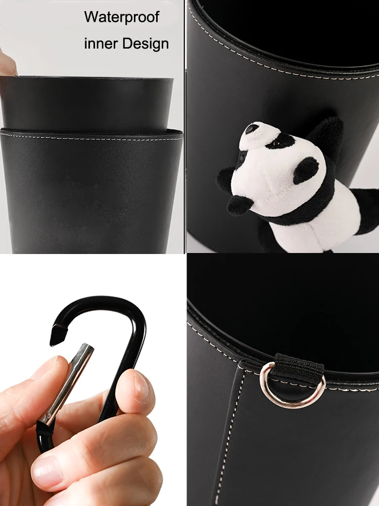 Cute Cartoon Panda Doll Car Trash Bin Can Waterproof Back Seat Headrest Mini Auto Air Vent Organizer Rubbish Bag Storage