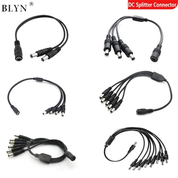 DC 전원 분배기 케이블 커넥터 암-수 어댑터, CCTV 카메라 LED 라이트 스트립용, 길이 5.5x2.1mm, 40cm, 2, 3, 4, 5, 6/8 웨이