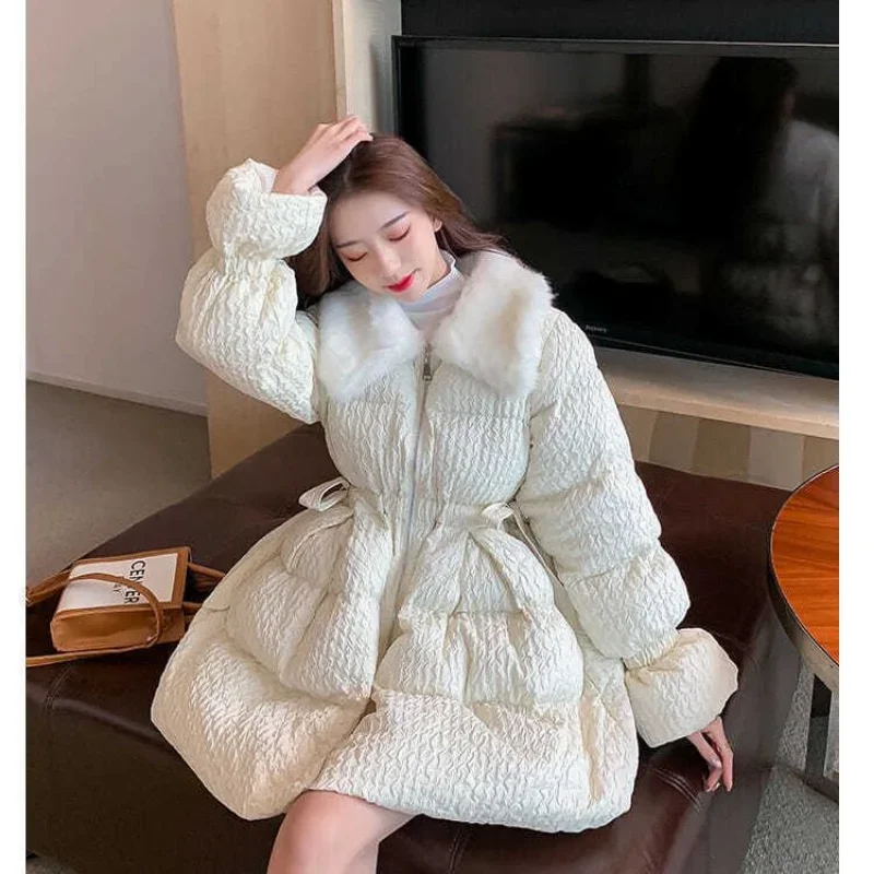 Winter Women's Cold Coat Parkas Super Hot Coats Jackets Waist Padded Jacket Fur Collar Cheap Wholesale Women Clothes Fashion
