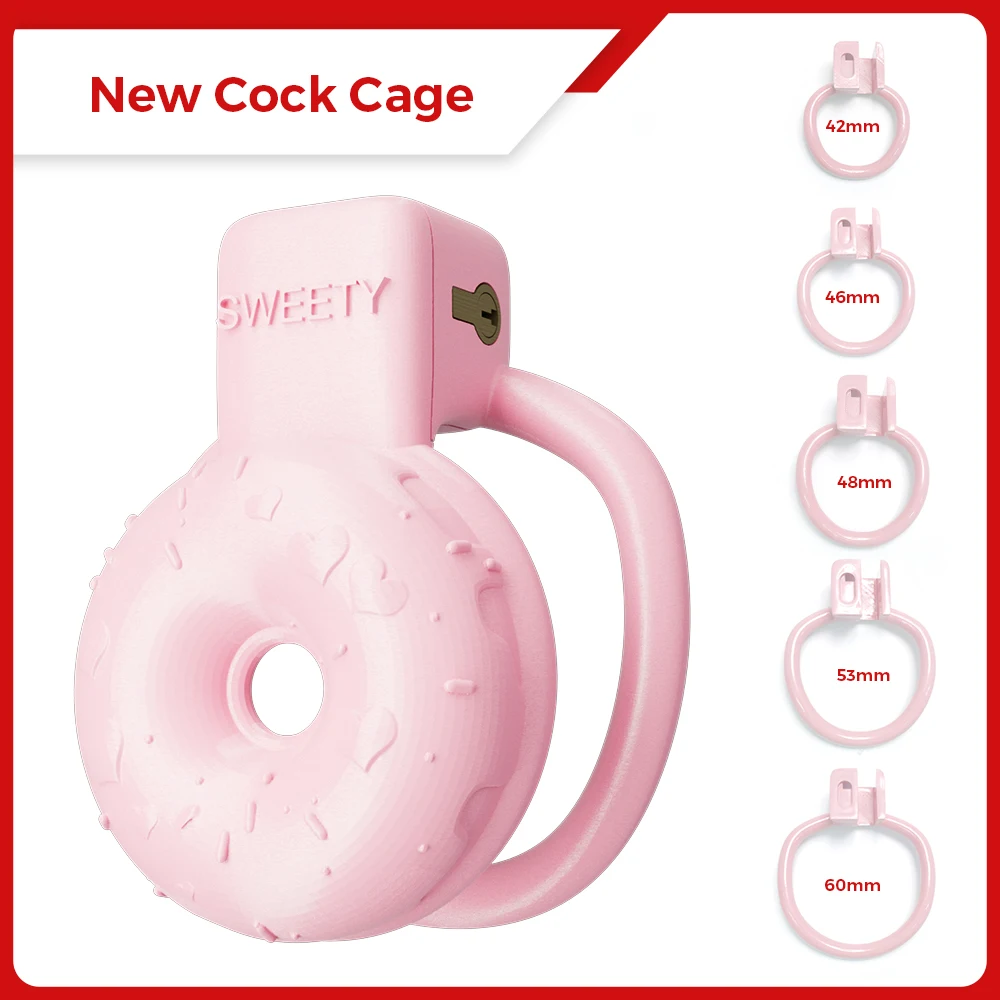 

Pink SWEETY Donut Chastity Cock Cage Devices Penis Lock Male CD TS Cock Cage BDSM Ladyboy Sissy Men'S Sex Toys