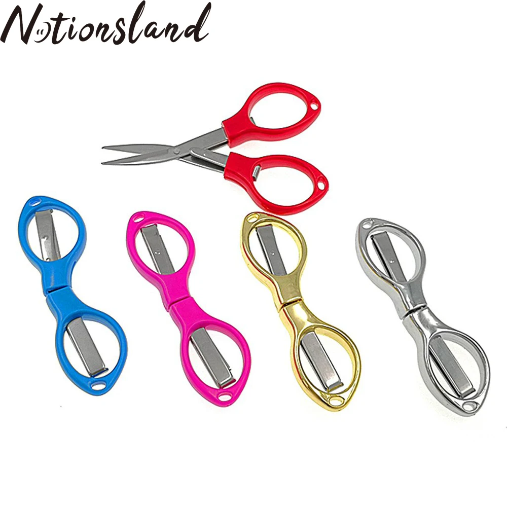 

1Pcs Mini Folding Keychain Scissors Small Glasses Shaped Travel Scissors Embroidery Needlework Scissors Accessories Tools