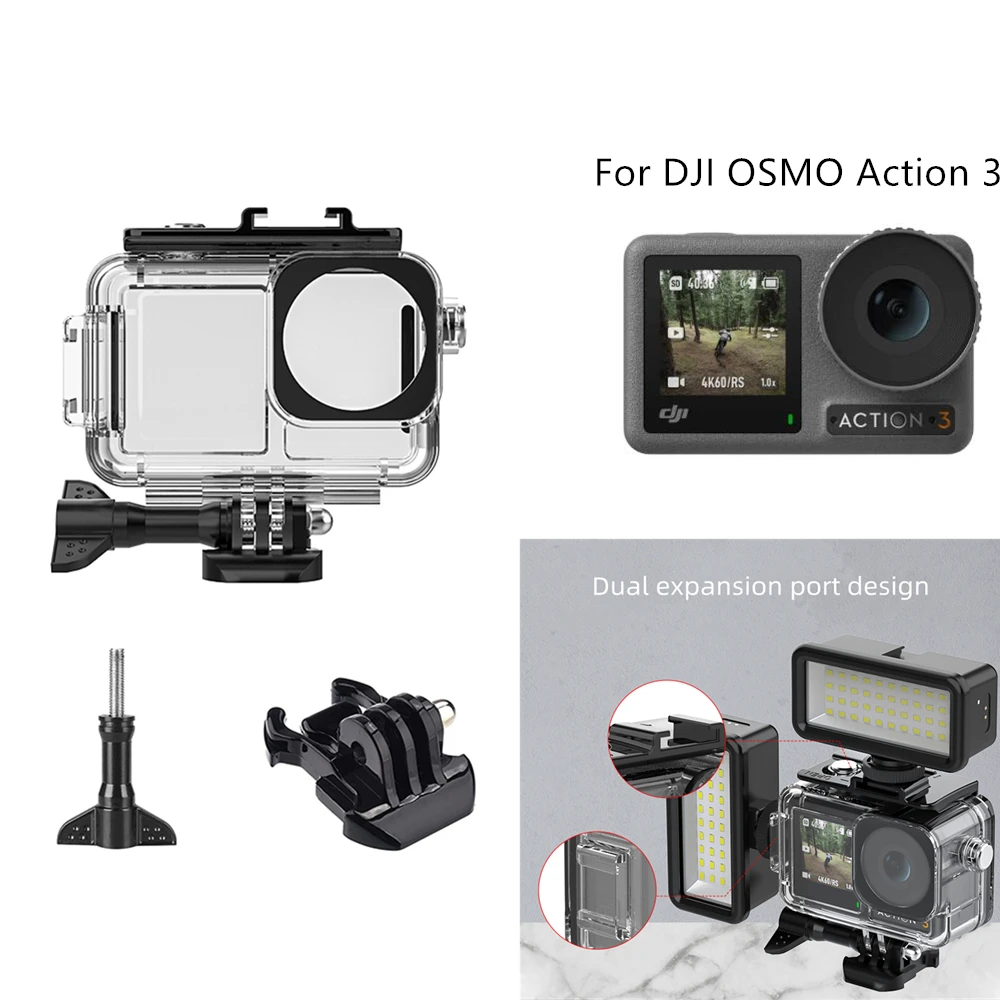 

40M Diving Shell Protect Box Waterproof Case for DJI OSMO Action 3 Sports Camera Dust-proof Fall-proof Housing Accessories