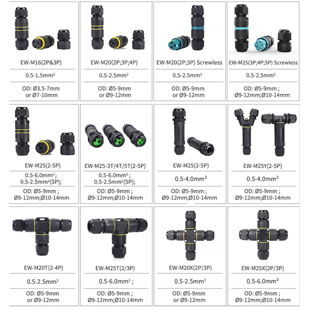 IP68 Waterproof Connector 2 3 4 5 Pin Cable Wire Gland Sleeve Connectors quick Screw connection Outdoor waterproof Terminal
