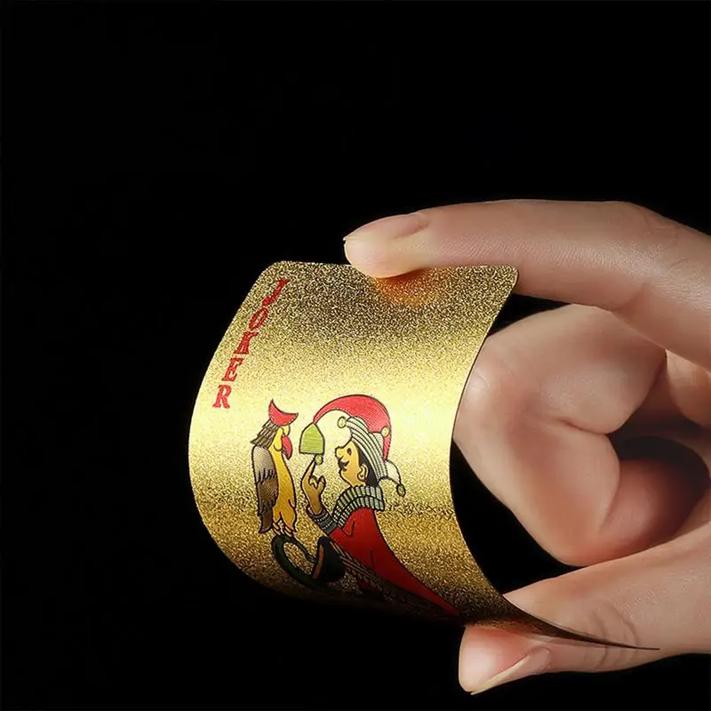 Gold Foil Poker Cards Waterproof Tabletop Poker Parties Game PVC Portable Leisure Playing Cards for Festivals Gatherings