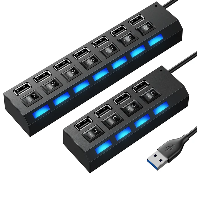 USB Hub USB 2.0 Hub Multi USB Splitter Expander 4/7 Port Extension With  Switch Mini