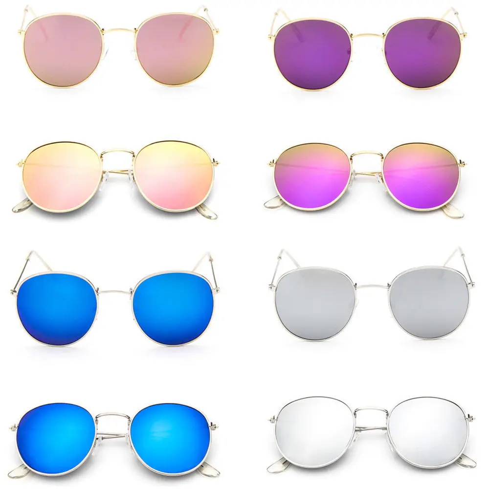 Small size Rose Gold Round Sunglasses Women Fashion Brand Designer Metal Frame Vintage Mirror Sun Retro Glasses Female UV400