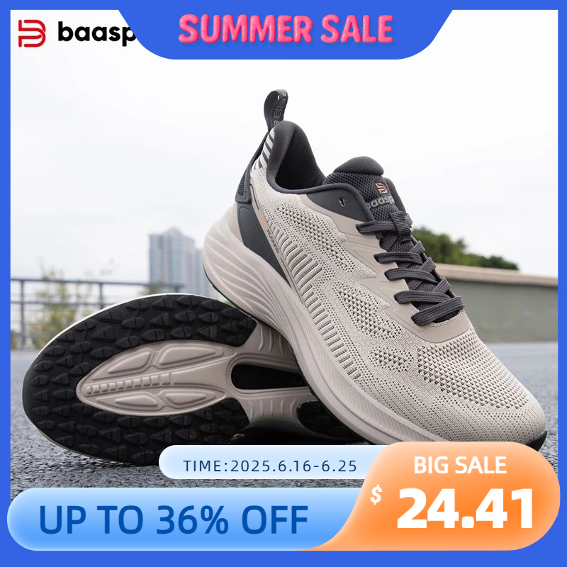 Baasploa Men Running Shoes Lightweight Sport Shoes Mesh Breathable Casual Sneakers Non-Slip Outdoor Male 2025 New Arrival