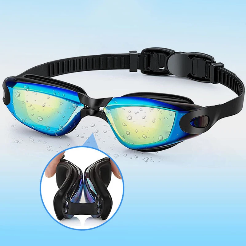 Swimming Goggles for Swim Adult Children Glasses One-piece Earplugs Electroplating Anti-fog High-definition Swimming Accessories 2