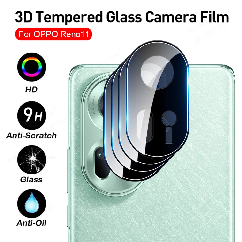 1-4 Pezzi Per Oppo Reno11 Custodia Protettiva Per Fotocamera In Vetro Temperato 3D Reno 11 Pro 11Pro Reno11F 11F Apo Apo Reno11Pro Copriobiettivo Nero