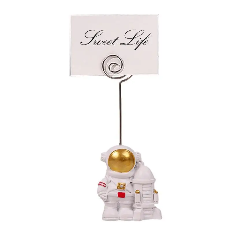 Place Card Holder Memo Holder Clip Gloden Astronaut Desktop Picture Stand Mini Resin Photo Display Clips Creative Photo Clips