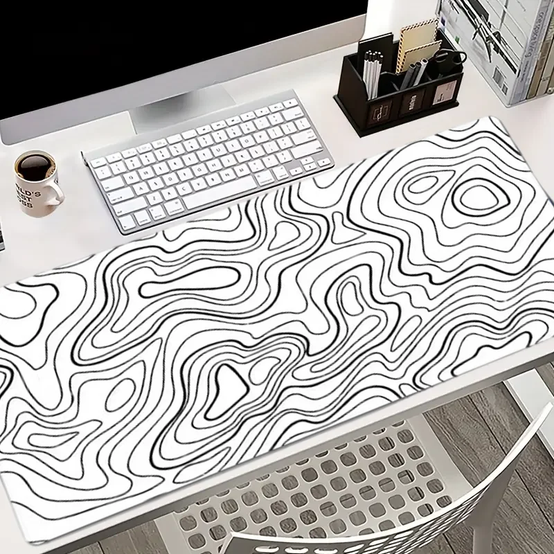 White Terrain Contoured Gaming mousepad Lengthened Extension Pad Terrain Desktop Pad Keyboard Mousepad 2mm thick non-slip base a 3