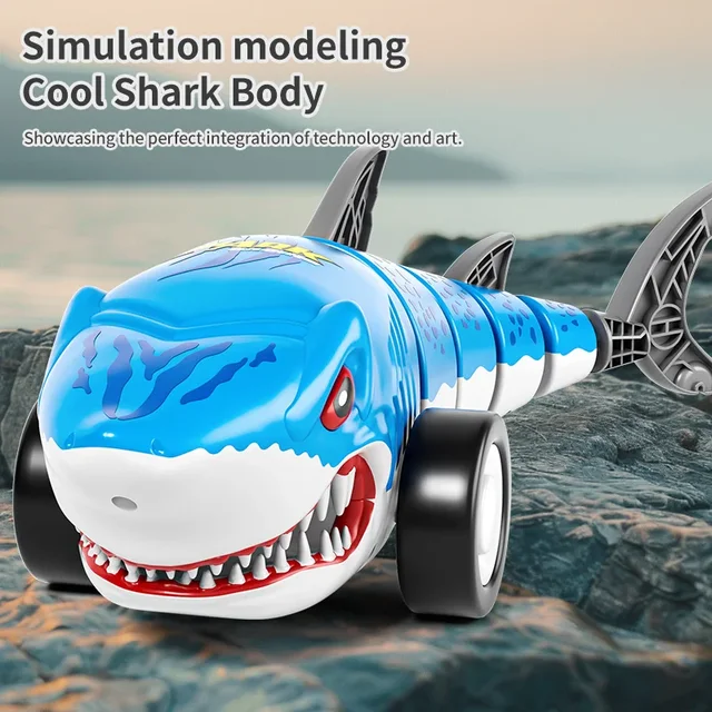 Bionic Shark Rc Car Rotating Remote Control Climbing Car with Light 360 Degree Swing Tail Boys Kids Toy Gift Electric Model 3