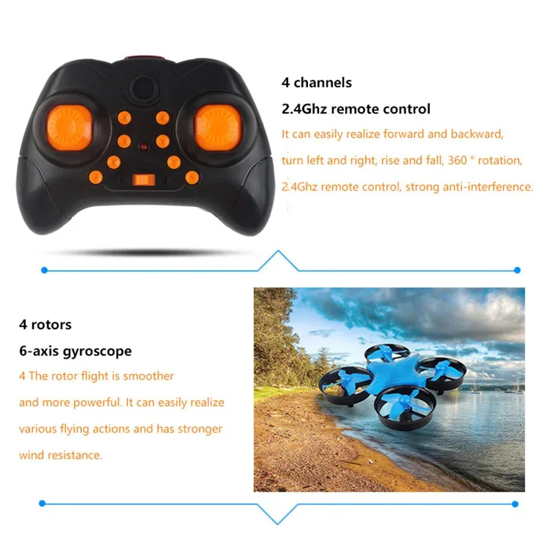 Mini Drone RC 2.4G 4CH 6 Axes Gyro avec 2 Batteries - Compatible Eachine E010 JJRC H36