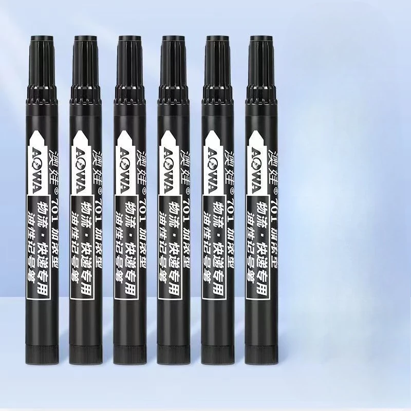 Premium Set of 10 Bold Black Non-Erasable Marker Pens for Permanent Marking and Notation