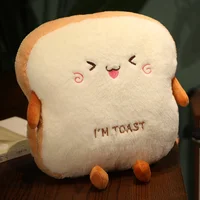 Plush Toast Pillow Cute Bread Stuffed Simulation Food Plushie Soft Warm Hand Pillow Cushion Home Decora Kids Toy Birthday Gift 2