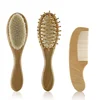 Newborn Baby Wooden Brush Baby Natural Wool Comb Newborn Hair Brush Infant Head Massager Portable Bath Brush Comb for Kids 4