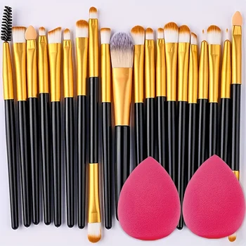 Makeup Brush Set 20 Pcs Professional Foundation Eyeshadow Concealer Blush Brushes Makeup Beginner Travel with 2 Blender Sponge 1