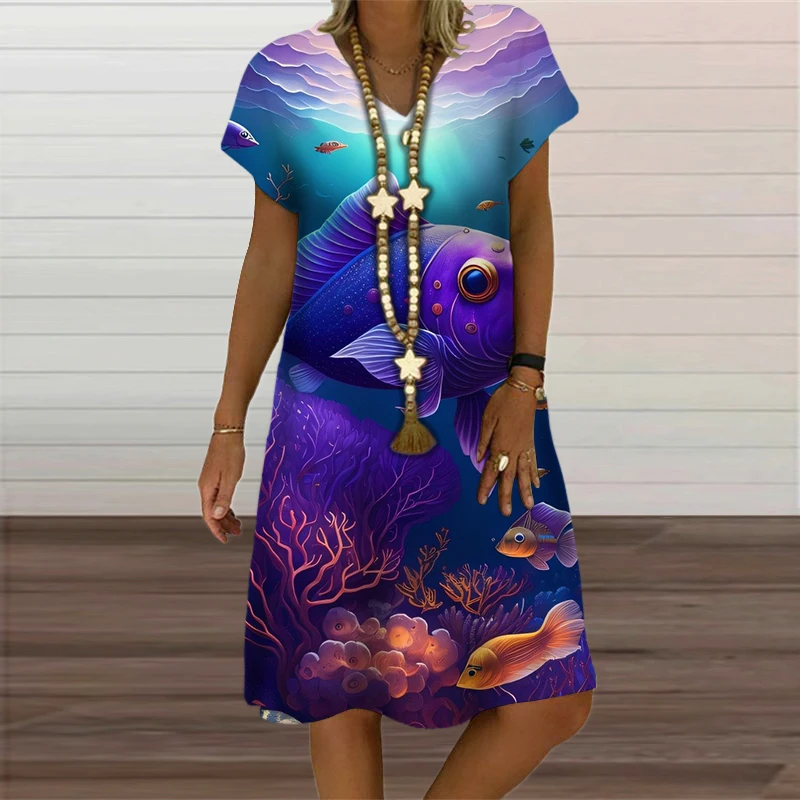 Femme Robe Col En V Imprimé Floral Boho Robe Manches Courtes Coupe