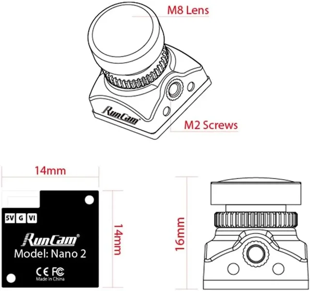 RunCam Nano 2 FPV Camera 2.1mm(M8) FOV 155°/1.8mm (M8) FOV 170° 700TVL CMOS NTSC Mini for FPV Racing Drone 3