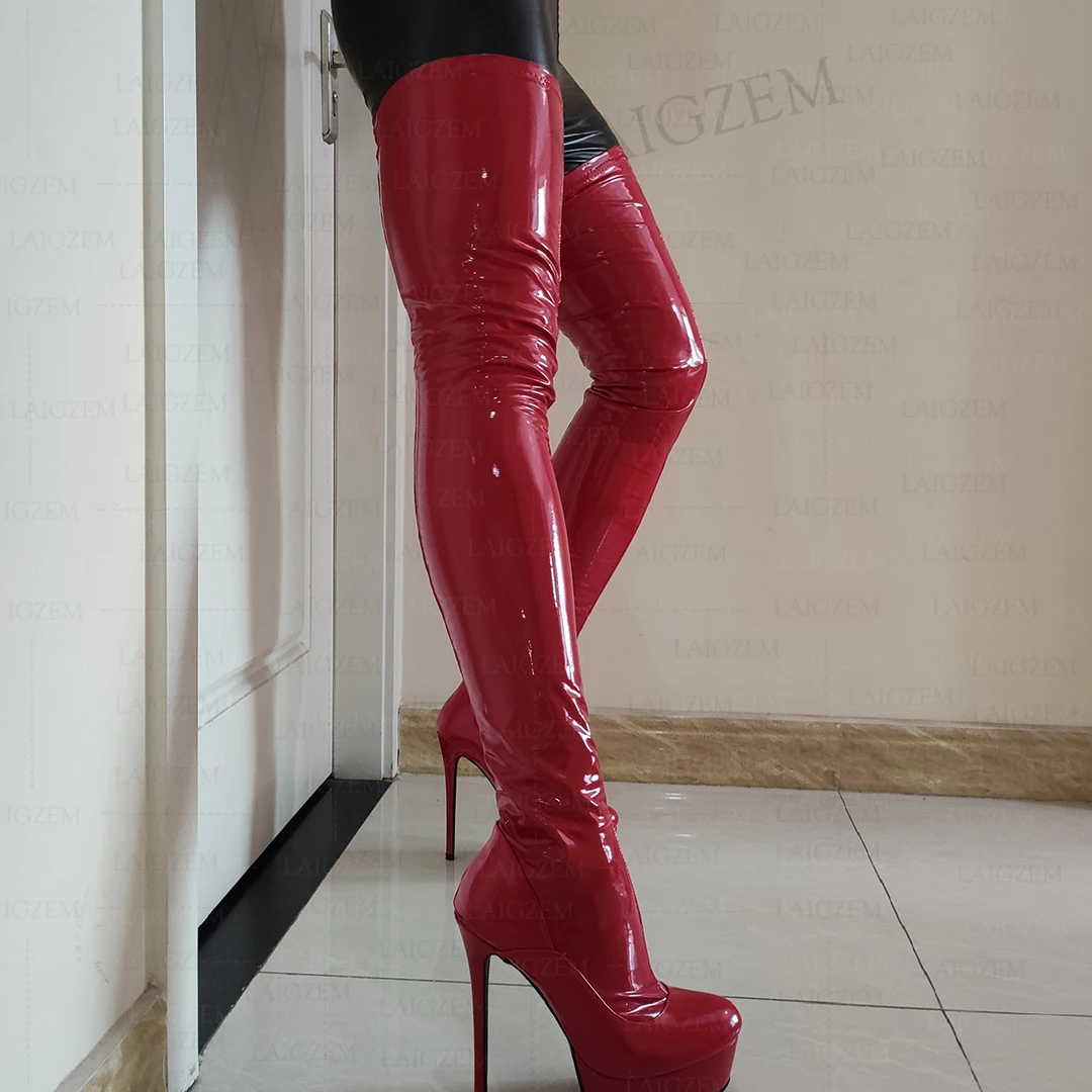 Women Long Boots Slim Knee Boots Nightclub Club Heels Ladies Shoes