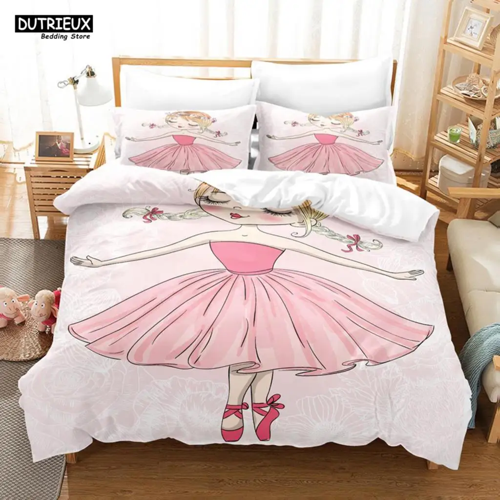 

Cartoon Ballet Dancing Girl Print Polyester Bedding Sets Child Kids Covers Boys Duvet Cover Set For Teens King Size Bedding Sets