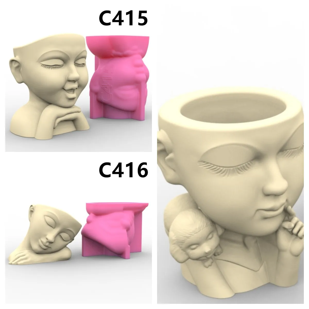 

C415-417 Cute Boy and Dog Vase Flower Pot Pen Holder Silicone Mold Gypsum form Scented Stone Ornaments Homemade Handicraft