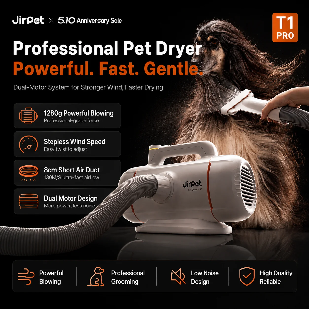 JIRPET T1 Professional Pet Dryer For Dog Cat Grooming 3000W Adjustable Speed Low Noise High Velocity Blower China Plug 220V 1 JIRPET T1 Professional Pet Dryer For Dog Cat Grooming 3000W Adjustable Speed Low Noise High Velocity Blower China Plug 220V 1