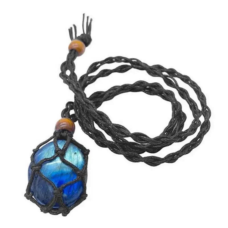 Ciondolo Labradorite Naturale Collana Di Cristallo Curativo Labradorite Ciondolo In Pietra Preziosa Naturale Con Corda Intrecciata A Mano Per Appuntam
