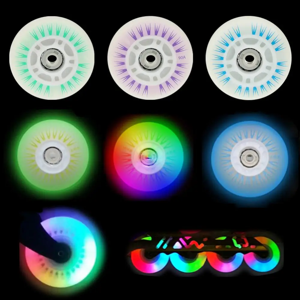 4Pcs 76/80mm Flashing Rolleres Skating LED Luminous Flashing Inline Roller Skates Shoes Wheels Roller Para Patins roller skating wheels