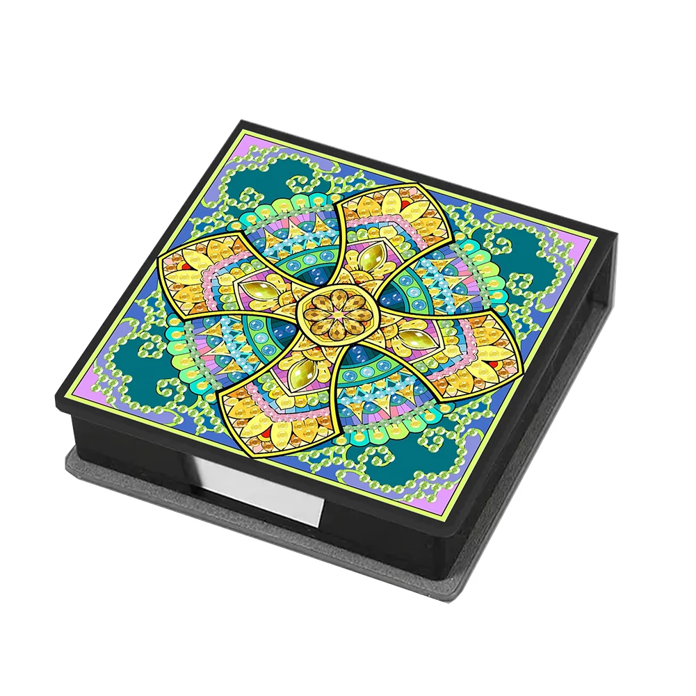 Girl Leather Gem Art Sticky Note Holder Gem Painting Memo Pad Holder Mosaic Kit Rhinestones Post It Dispenser for DIY Art Craft