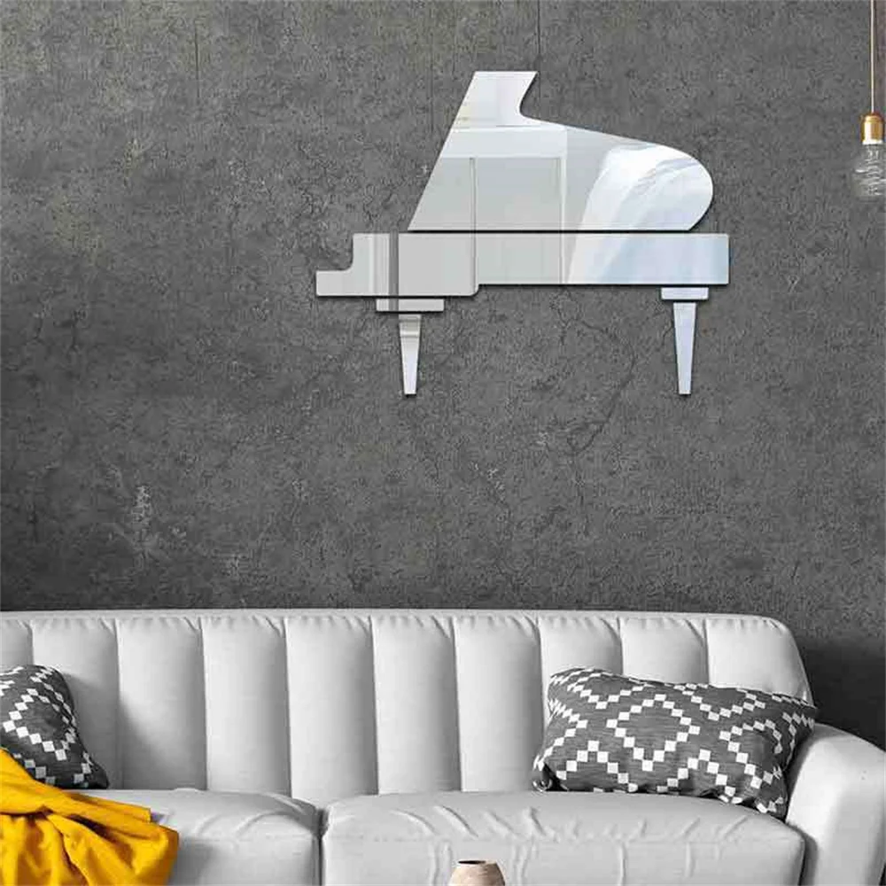 Creative Piano 3D Mirror Acrylic Wall Stickers Self Adhesive Decals DIY Bedroom Living Room Bathroom Home Decor