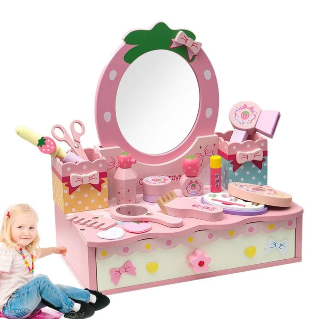 Children Toys Girls Pretend Play Kid Make Up Beautiful Makeup Set  Hairdressing Simulation Wooden Toy For Girls Dressing Cosmetic - AliExpress