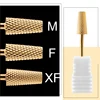 5 In 1 Tungsten Carbid Nail Drill Bits Milling Cutter For Remove Nail Polish UV Gel Tapered Safety End Cut Manicure Tools Golden 6
