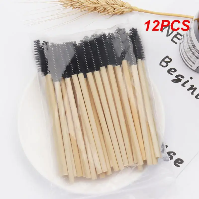 

12PCS PracticalBamboo Handle Disposable Silicone Eyelash Brushes Eyebrow Extension Mascara Wands Applicator Women Makeup Tools