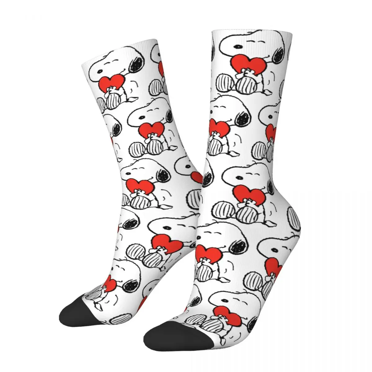 Hip-Hop Peanuts San Valentino Snoopy Heart Calzini Da Basket Calzini Da Equipaggio In Poliestere Per Donna Uomo