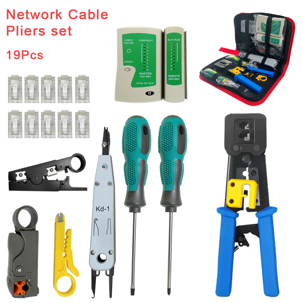 Stripping Crimping Pliers Network Cable Clamp Pliers + Professional Network Cable Tester RJ45 RJ11 RJ12 CAT5 UTP LAN Tester wire stripper stripping pliers crimping tool crimping tools wire stripping pliers crimping pliers wire pliers universal pliers hand tools multifunctional tools