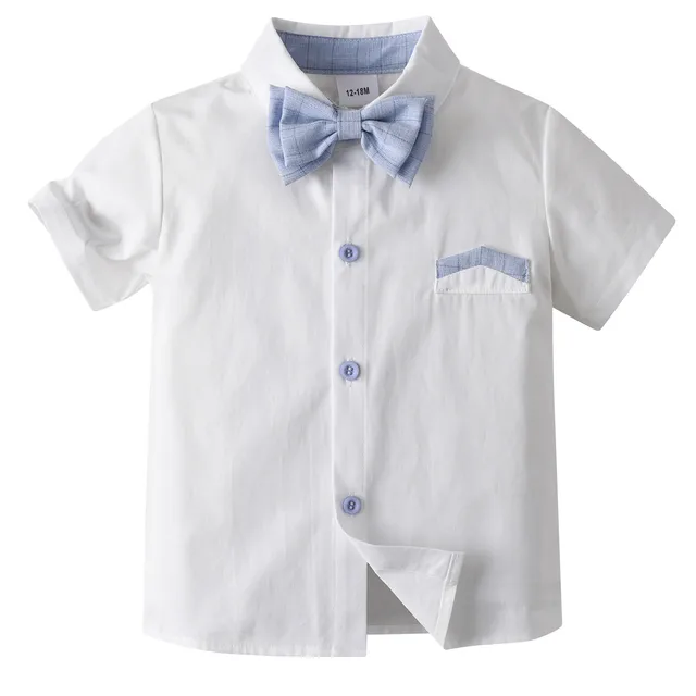 Jungen Gentleman Outfit 4-teilig - T-Shirt Mit Fliege & Hosenträger Shorts Für Besondere Anlässe