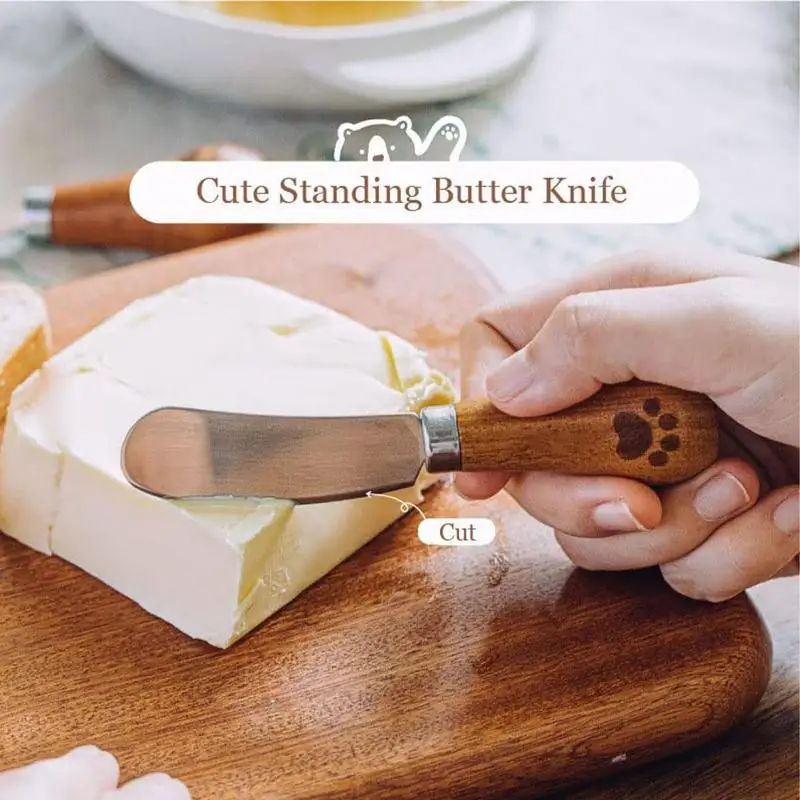 Mini Butter Scraper Stainless Steel Jagged & No Aliasing Cream Knife Wooden  Handle Cheese Jam Peanut Butter Spatula For Kitchen - AliExpress