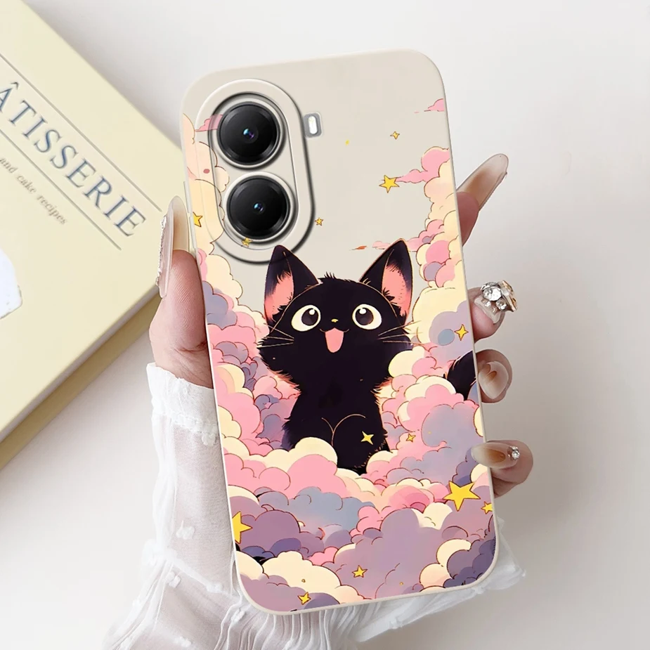 Cute Cat Grid Pattern Soft Silicone Phone Case Cover
