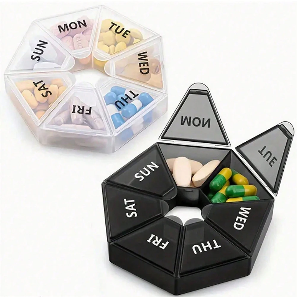 Compact 7-Day Pill Organizer with Portable Travel Case for Vitamins and Medications