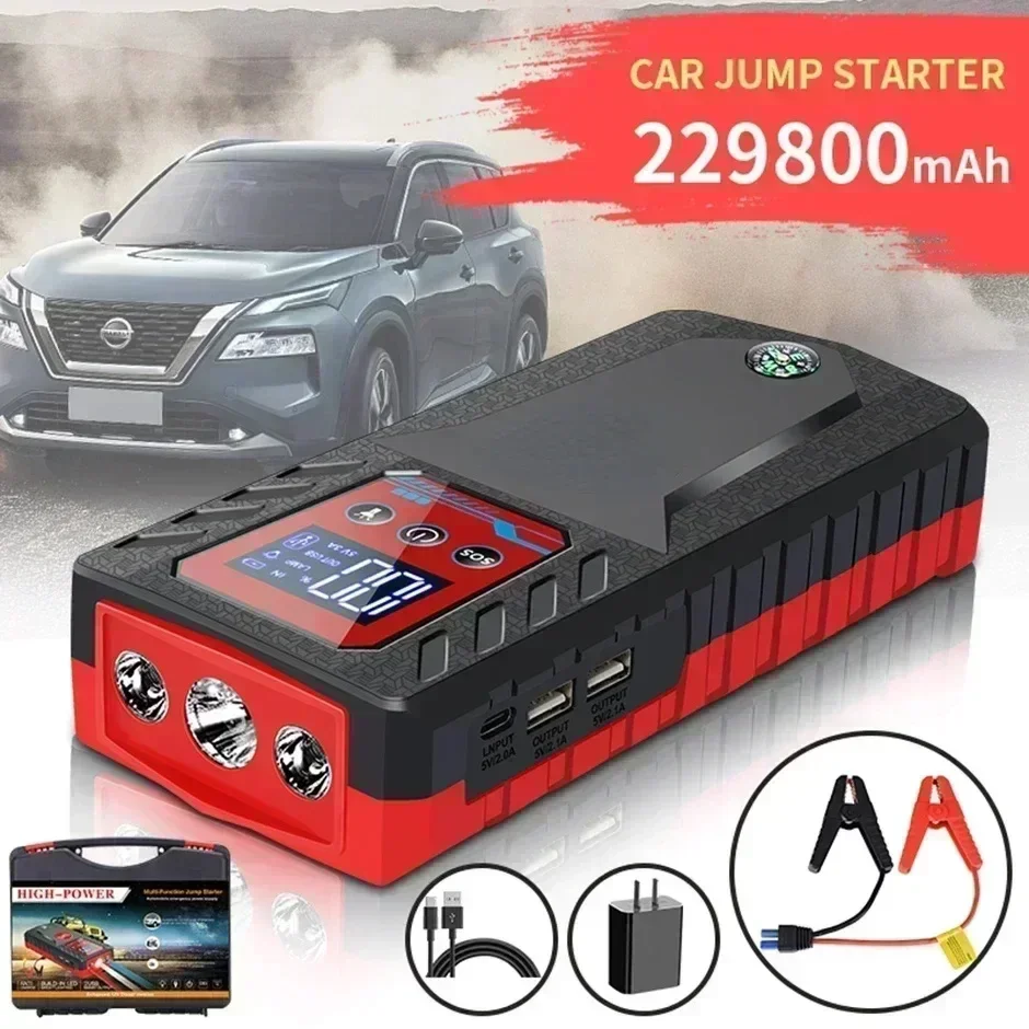 Car Jump Starter 229800mah 12V Automobile Emergency Booster Power Bank Diesel Gasoline