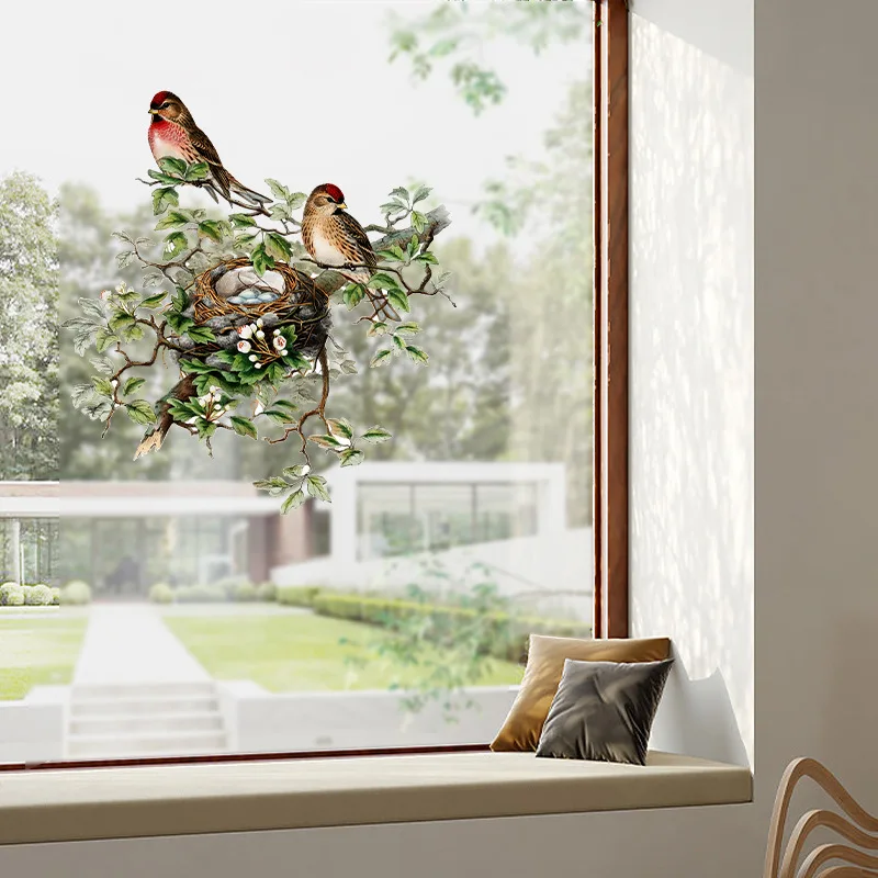 Cartoon Cute Bird Nest Sticker Decoration Window Waterproof Self-Adhesive Sticker 1PC window stickers