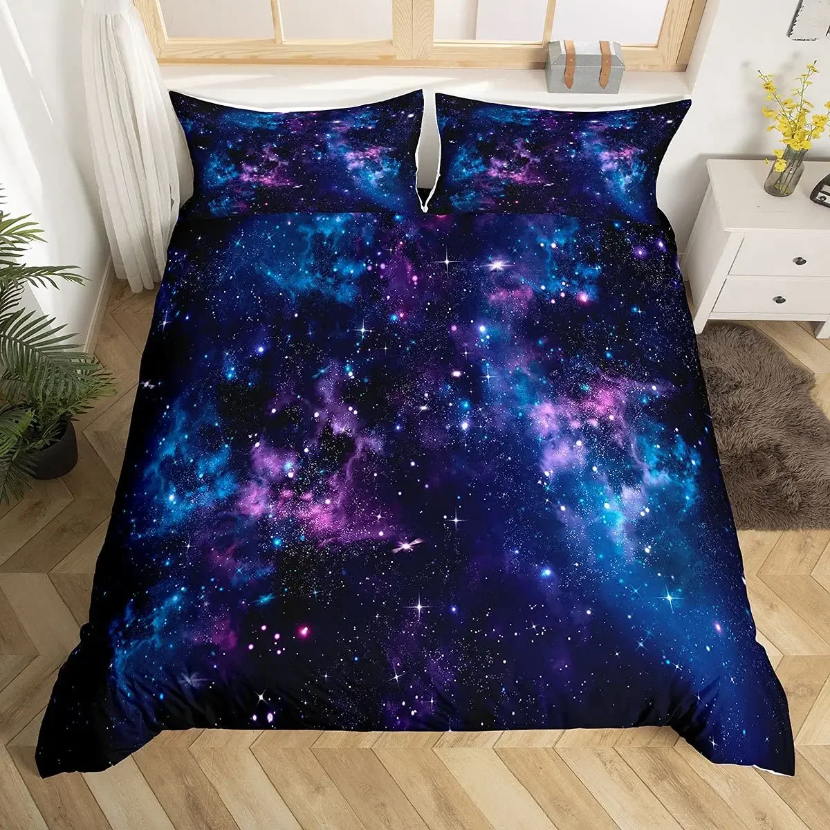 Galaxy Duvet Cover Set 3D Printed Space Themed Bedding Set Kid Boy Galaxy Series Universe Pattern Polyester Quilt Cover for Girl