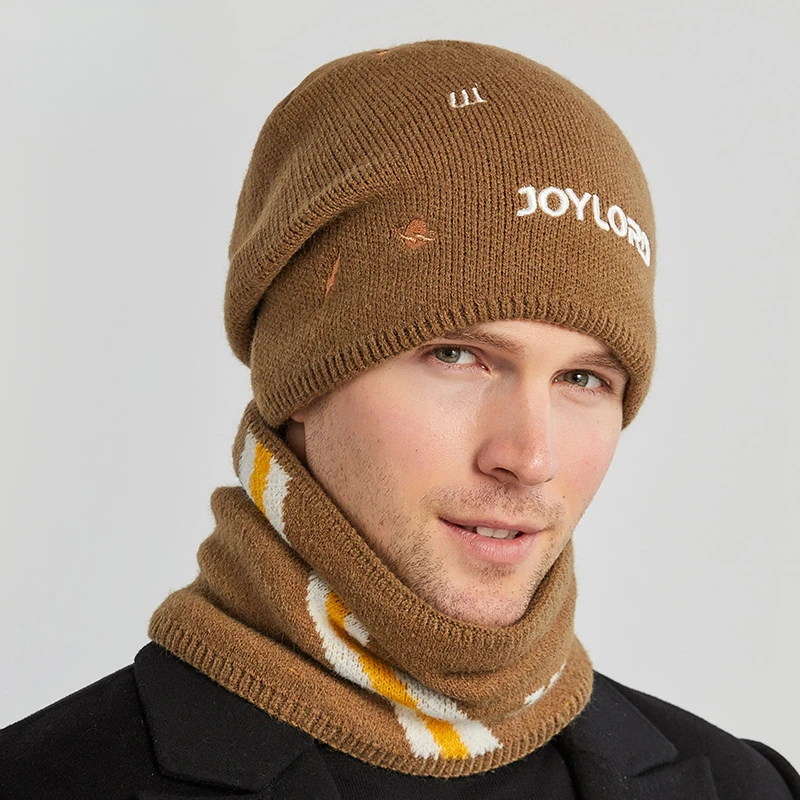 9108 Autumn an Winter New Woolen Men's Versatile Plush Knitte Hat Embroiere Letter Warm Pullover Cap Parent_voghion.com