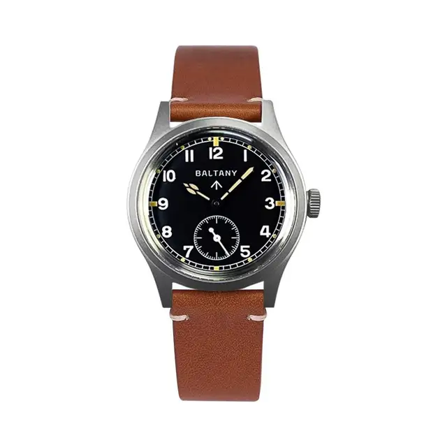 Baltany Watch S2025 Retro Military Watch 36mm Luminous Classic Subsecond Hand 10ATM Leather ST1701 Mechanical D12  Wristwatch