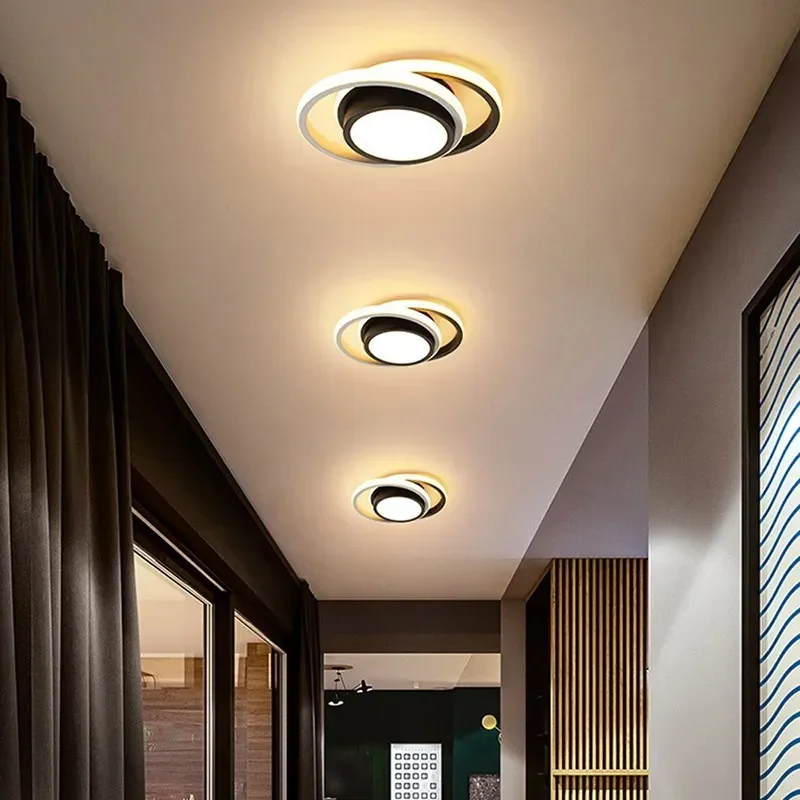 LED Ceiling Light Small Modern 2 Rings Creative Design Indoor Lighting Fixtures Hallway Balcony Aisle Office Lustre