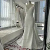 Mryarce 2025 Minimalism Wedding Dresses V Neck Stretch Mermaid Open Back Bridal Gowns With Detachable Train 6